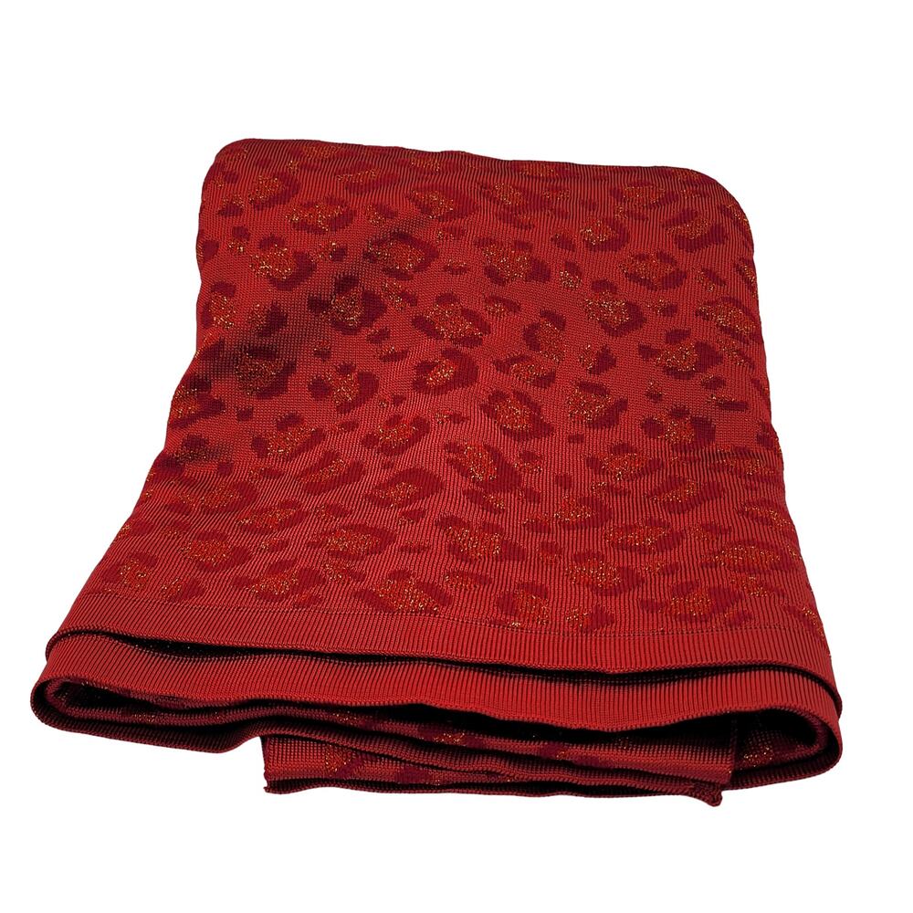 Animalistic Glamour: Red Cheetah Print Tablecloth w/ Gold Accents - 84" x 26"